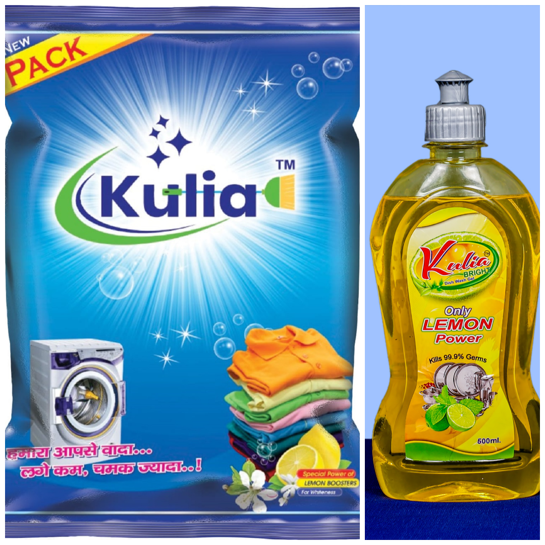 Combo Pack ( Kulia Dishwash Gel 500 ml & Kulia Detergent Powder 500 Gm )